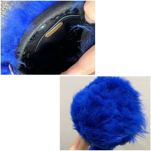 Multi Style Use Handmade Real Shearling Drawstring Bucket Bag with 4 Fur Balls - Picture 17 of 17